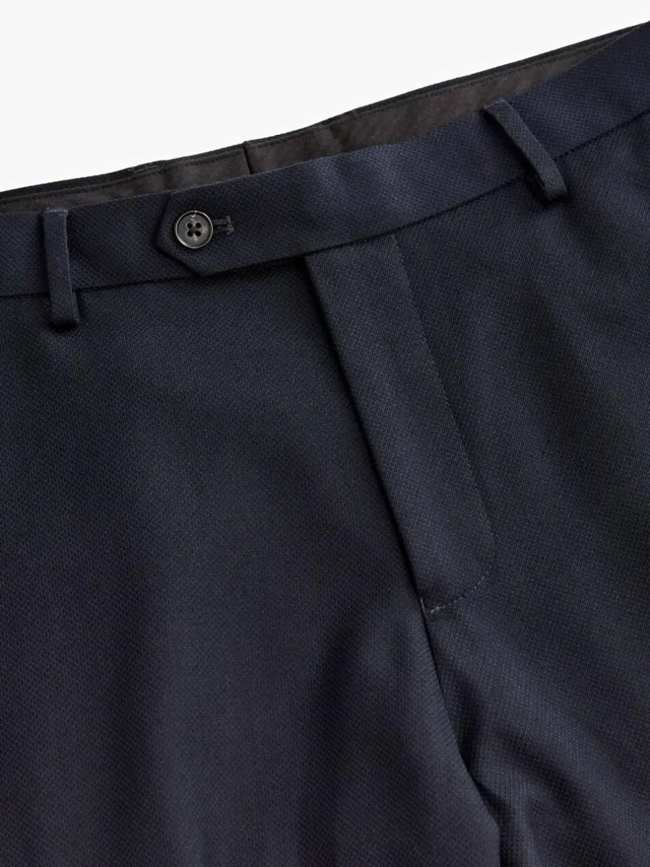 Next Navy Blue Regular Fit Textured Suit Trousers Sale