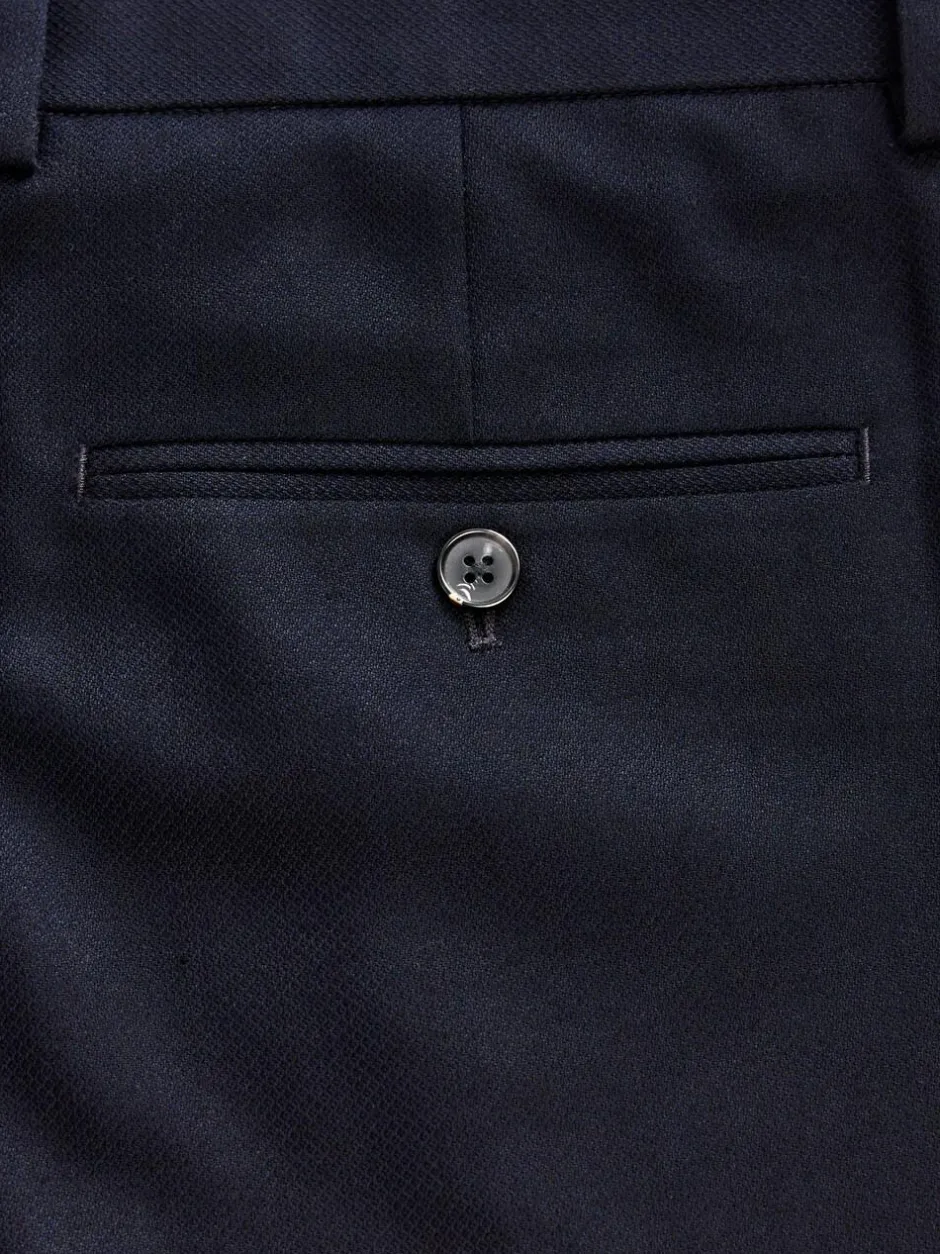 Next Navy Blue Regular Fit Textured Suit Trousers Sale