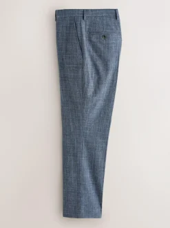 Next Regular Fit Trimmed Check Suit Trousers Navy Blue Discount
