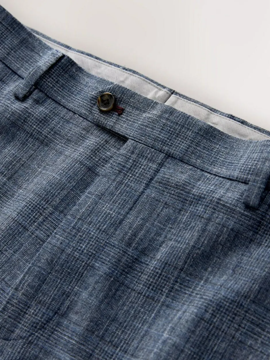 Next Regular Fit Trimmed Check Suit Trousers Navy Blue Discount