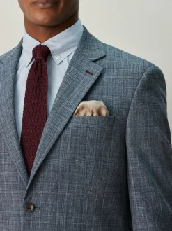 Next Regular Fit Trimmed Check Suit Jacket Navy Blue