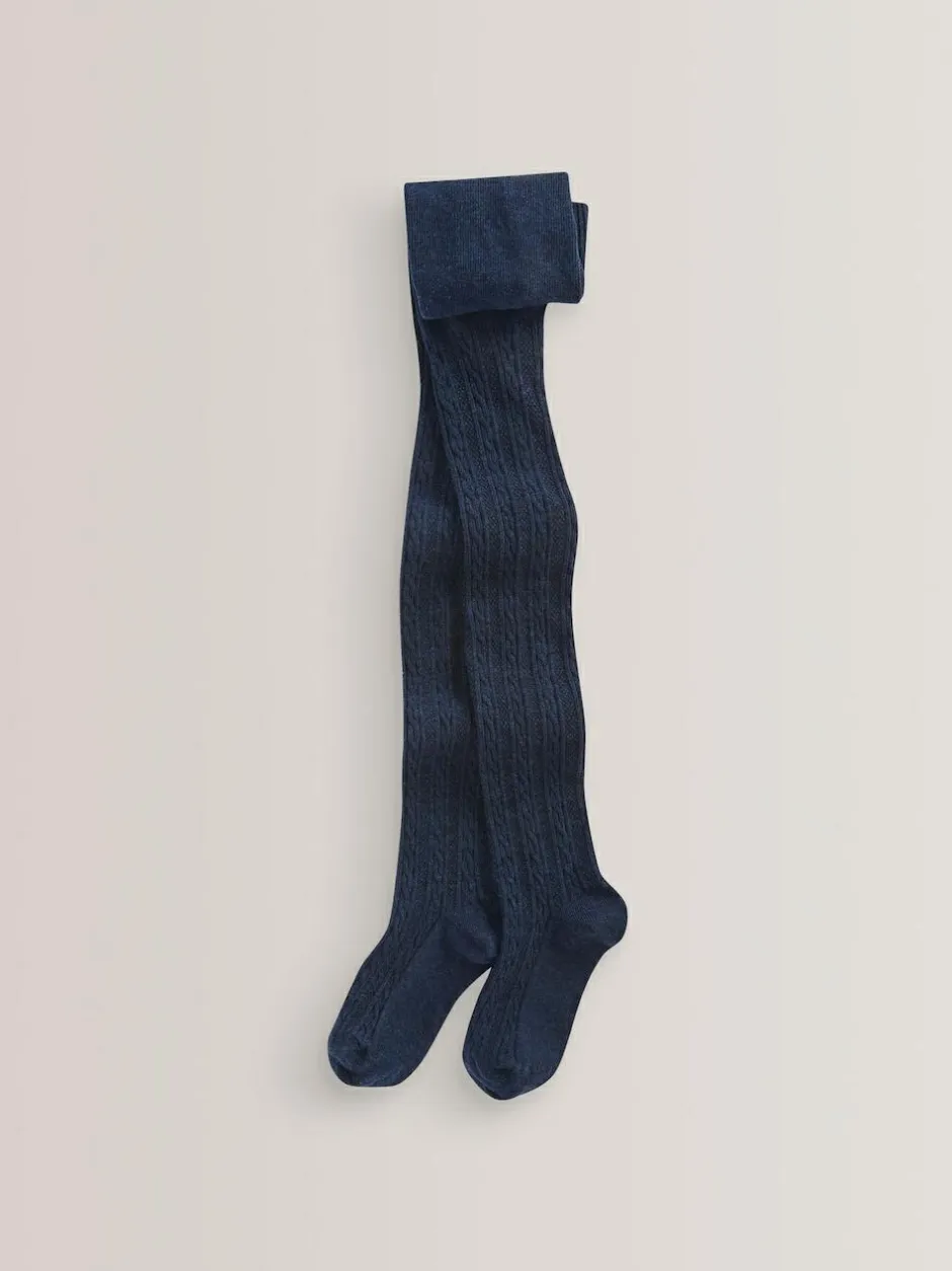 Next Navy Blue Regular Length Cotton Rich Cable Tights Discount