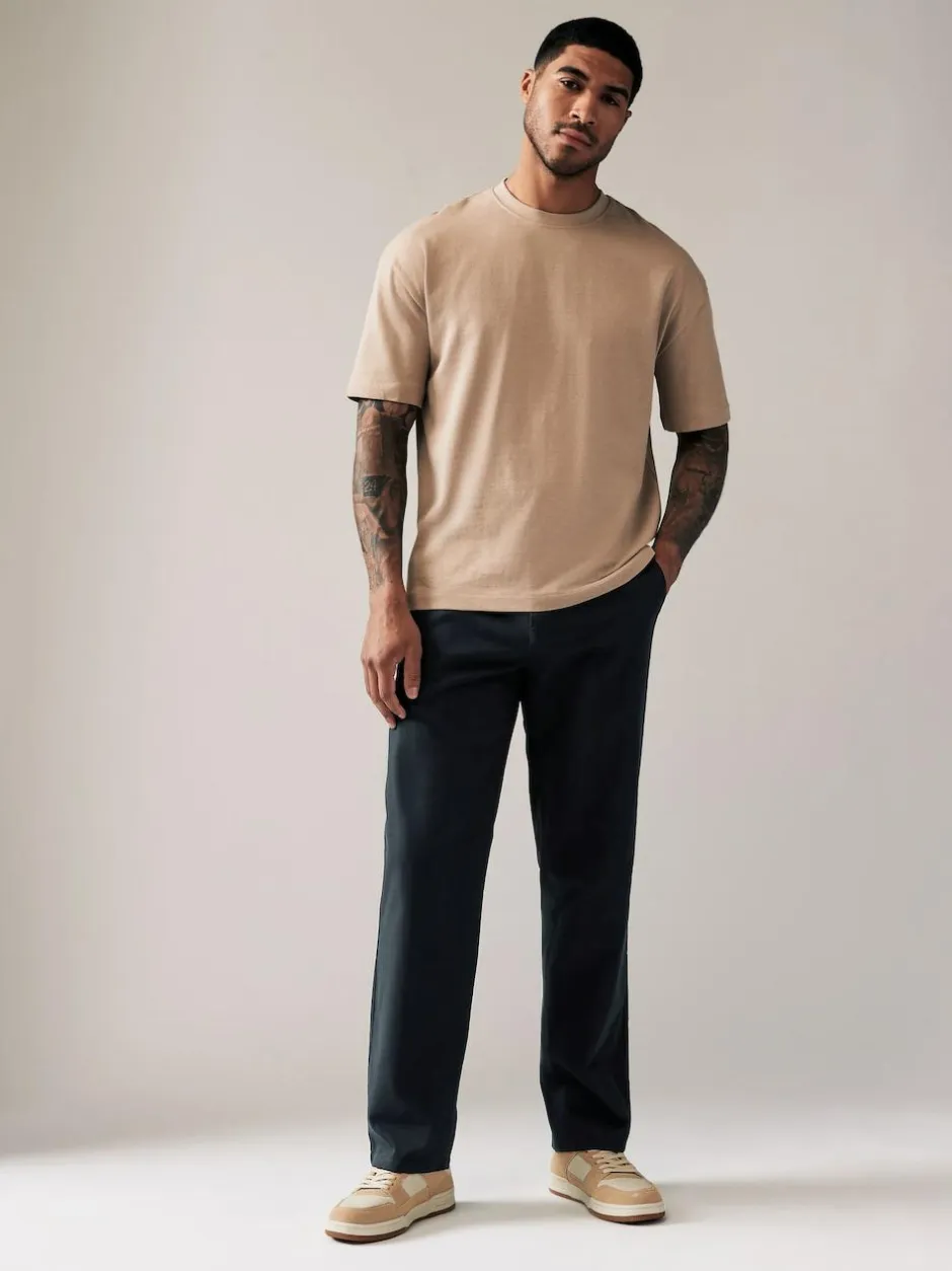 Next Navy Blue Relaxed Fit Stretch Chinos Trousers Discount