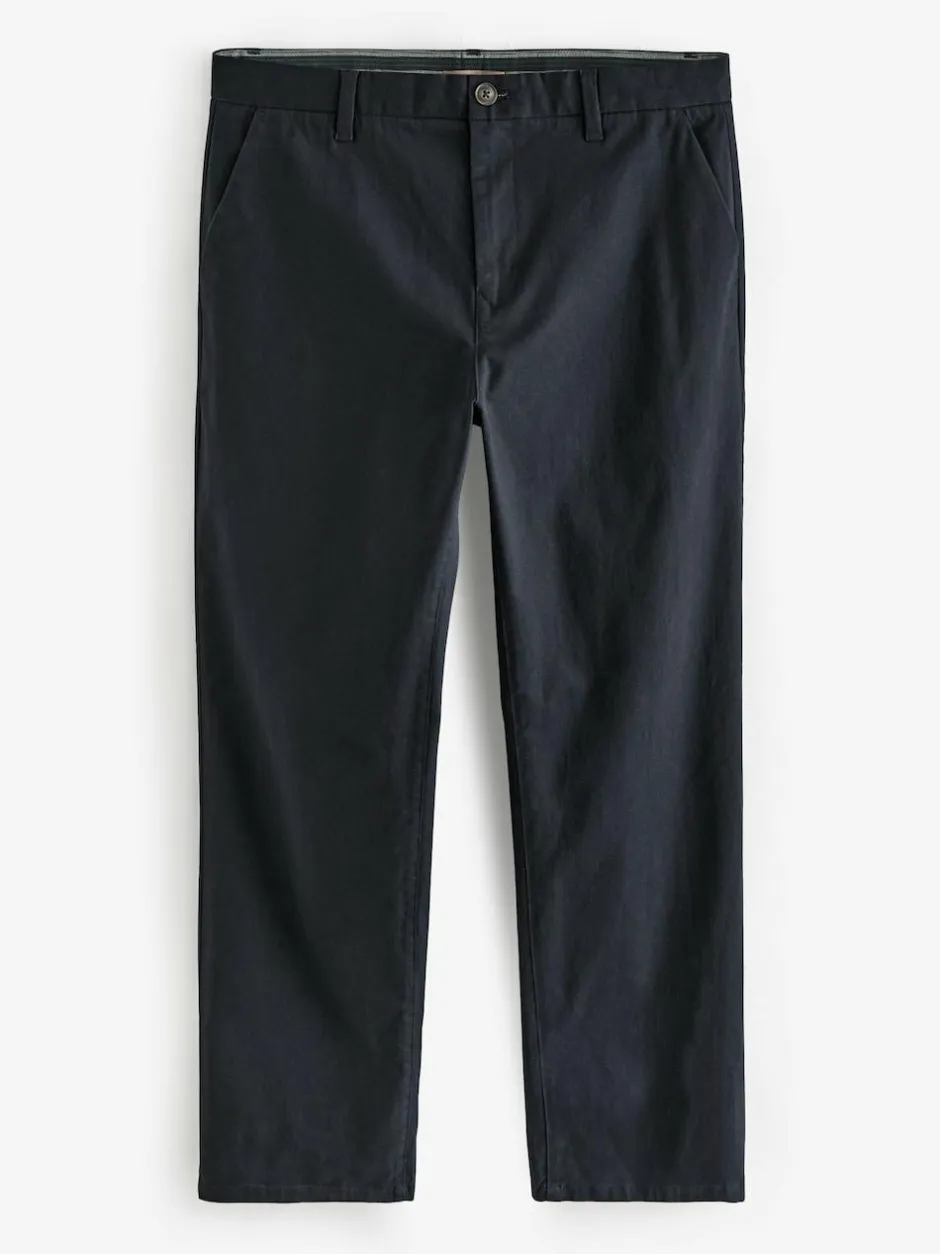 Next Navy Blue Relaxed Fit Stretch Chinos Trousers Discount