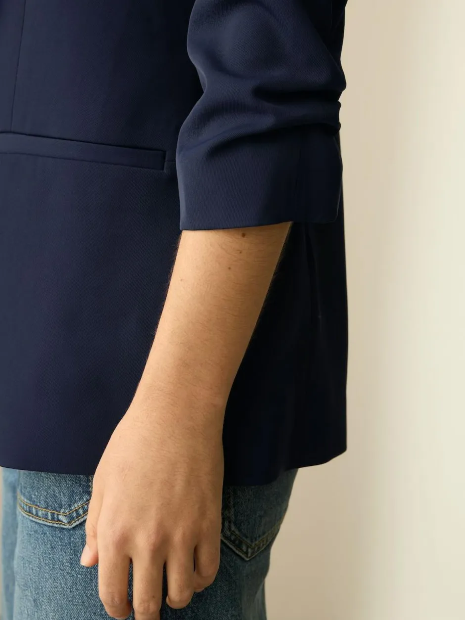 Next Navy Blue Relaxed Ruched Sleeve Blazer Hot