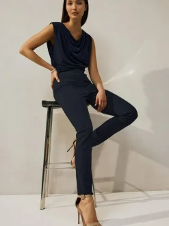 Next Sculpting Military Trousers Navy Blue Outlet