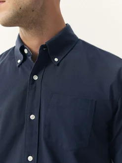 Next Navy Blue Short Sleeve Oxford Shirt Hot