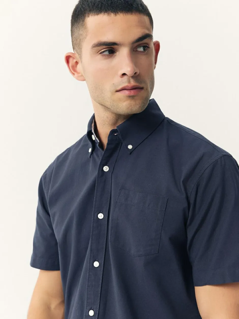 Next Navy Blue Short Sleeve Oxford Shirt Hot