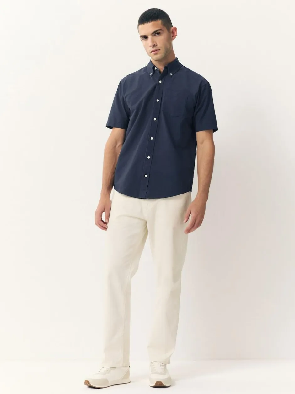 Next Navy Blue Short Sleeve Oxford Shirt Hot