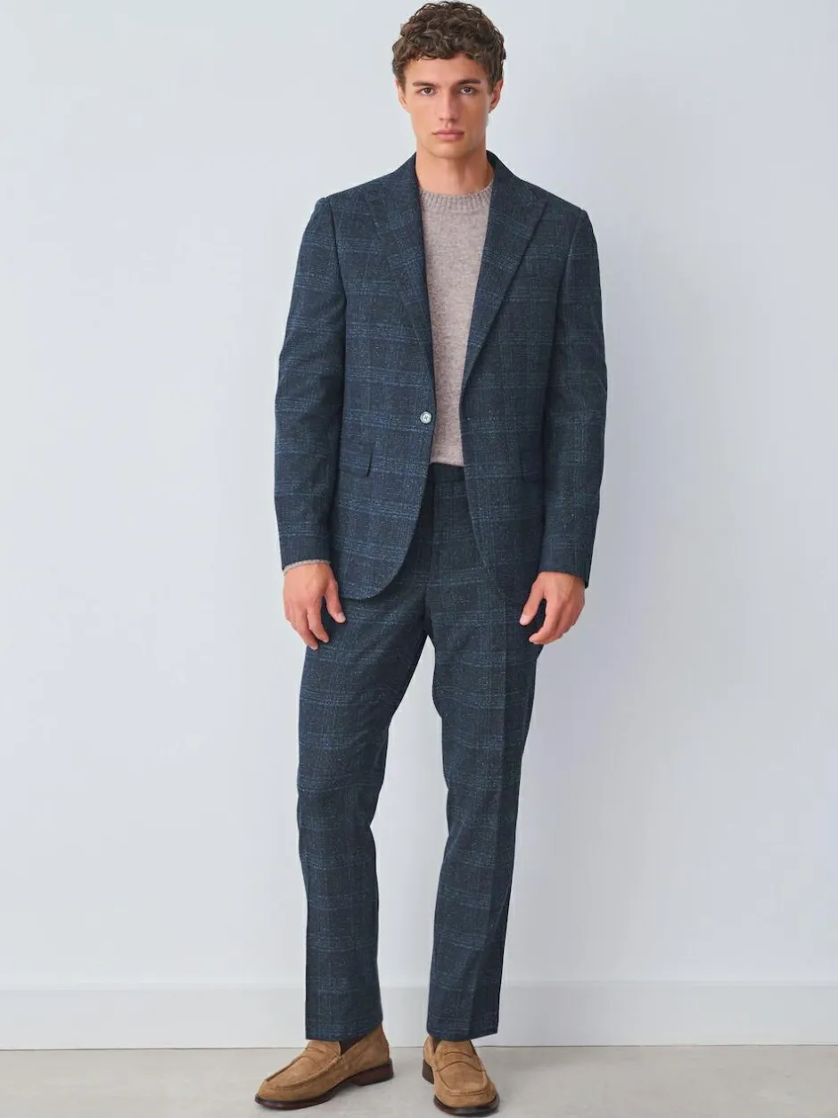 Next Navy Blue Slim Fit Check Suit Jacket Clearance