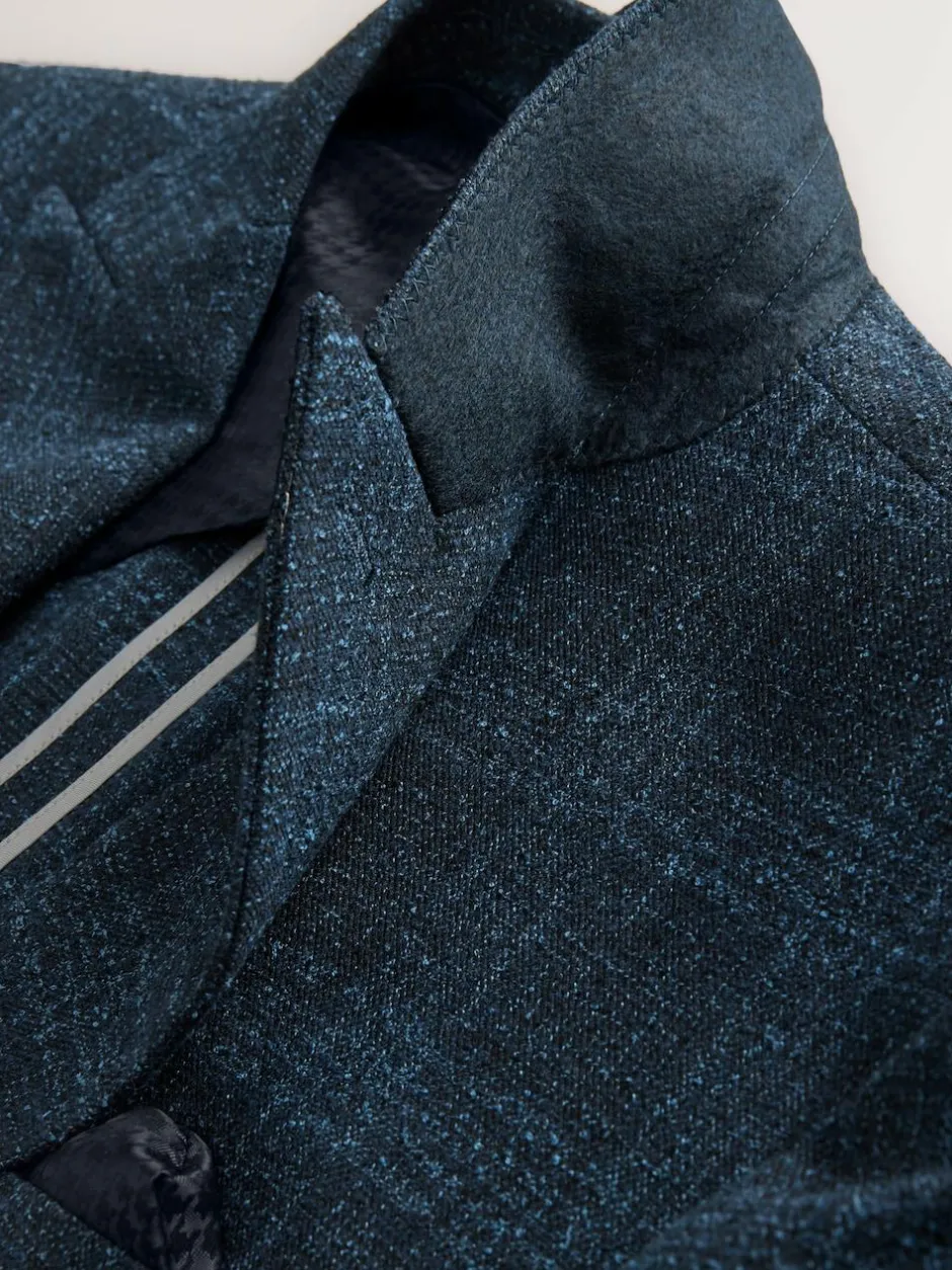 Next Navy Blue Slim Fit Check Suit Jacket Clearance