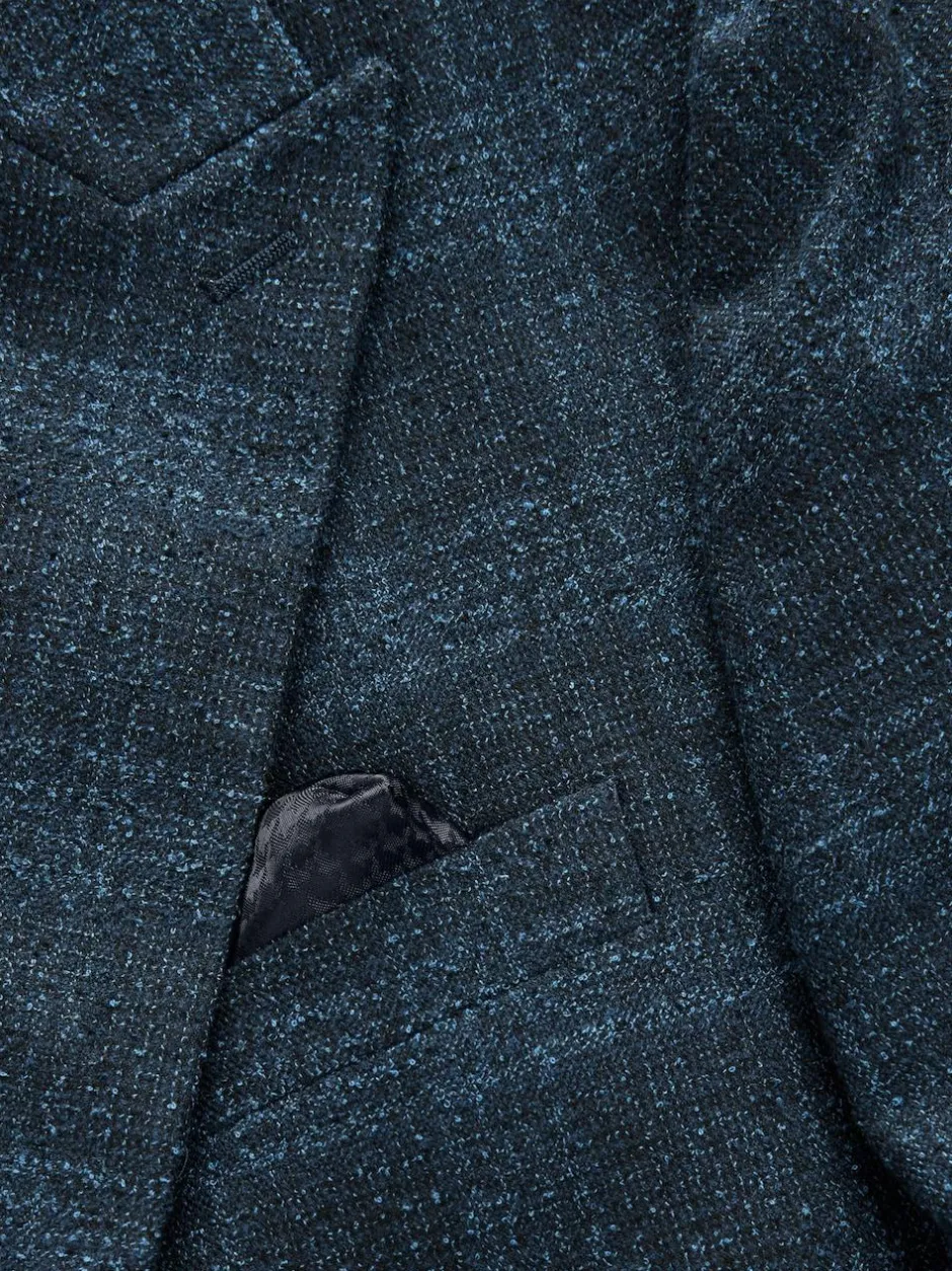 Next Navy Blue Slim Fit Check Suit Jacket Clearance