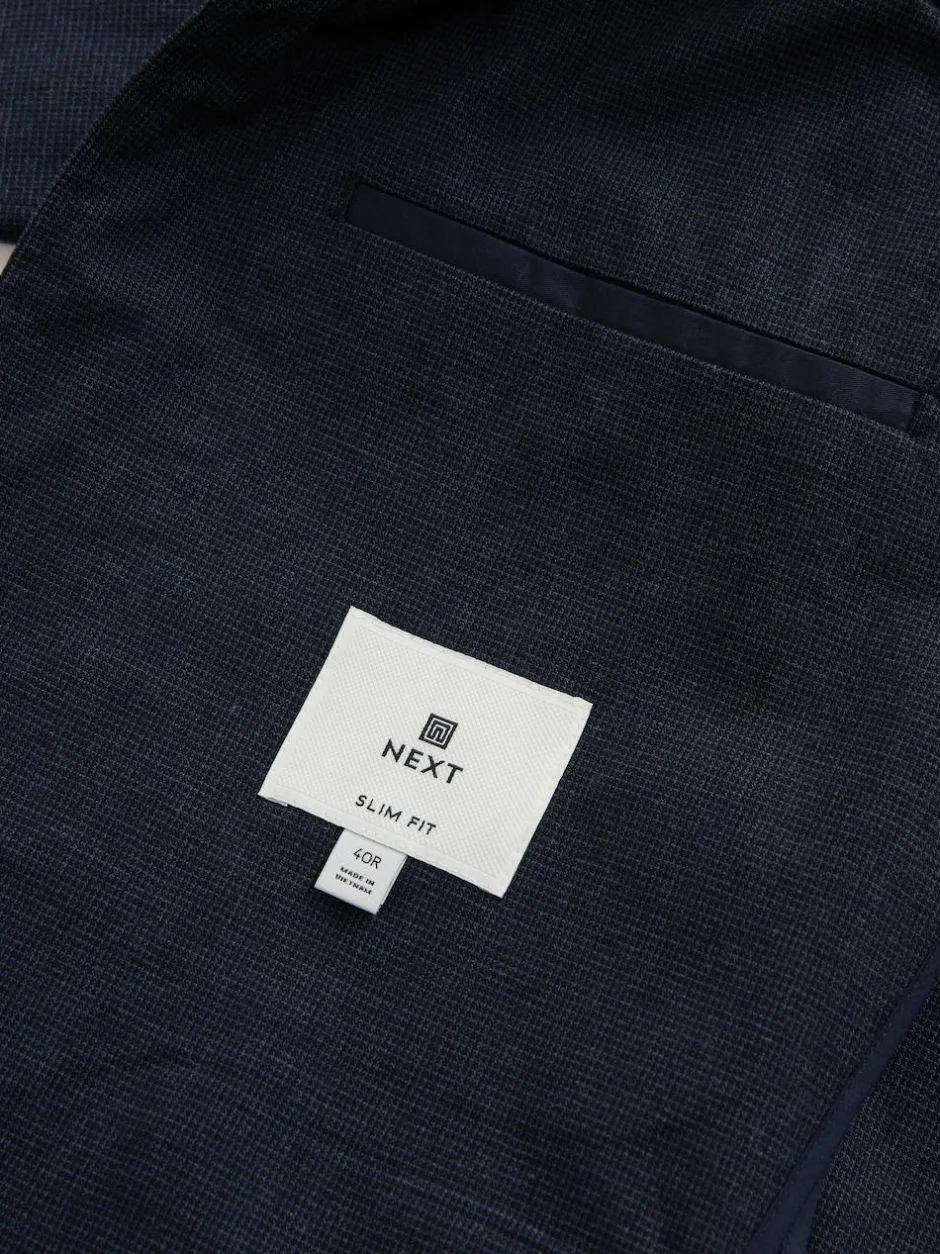 Next Navy Blue Slim Fit Cotton Blend Texture Suit Jacket Online