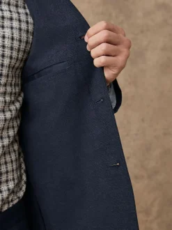 Next Navy Blue Slim Fit Cotton Blend Texture Suit Jacket Online