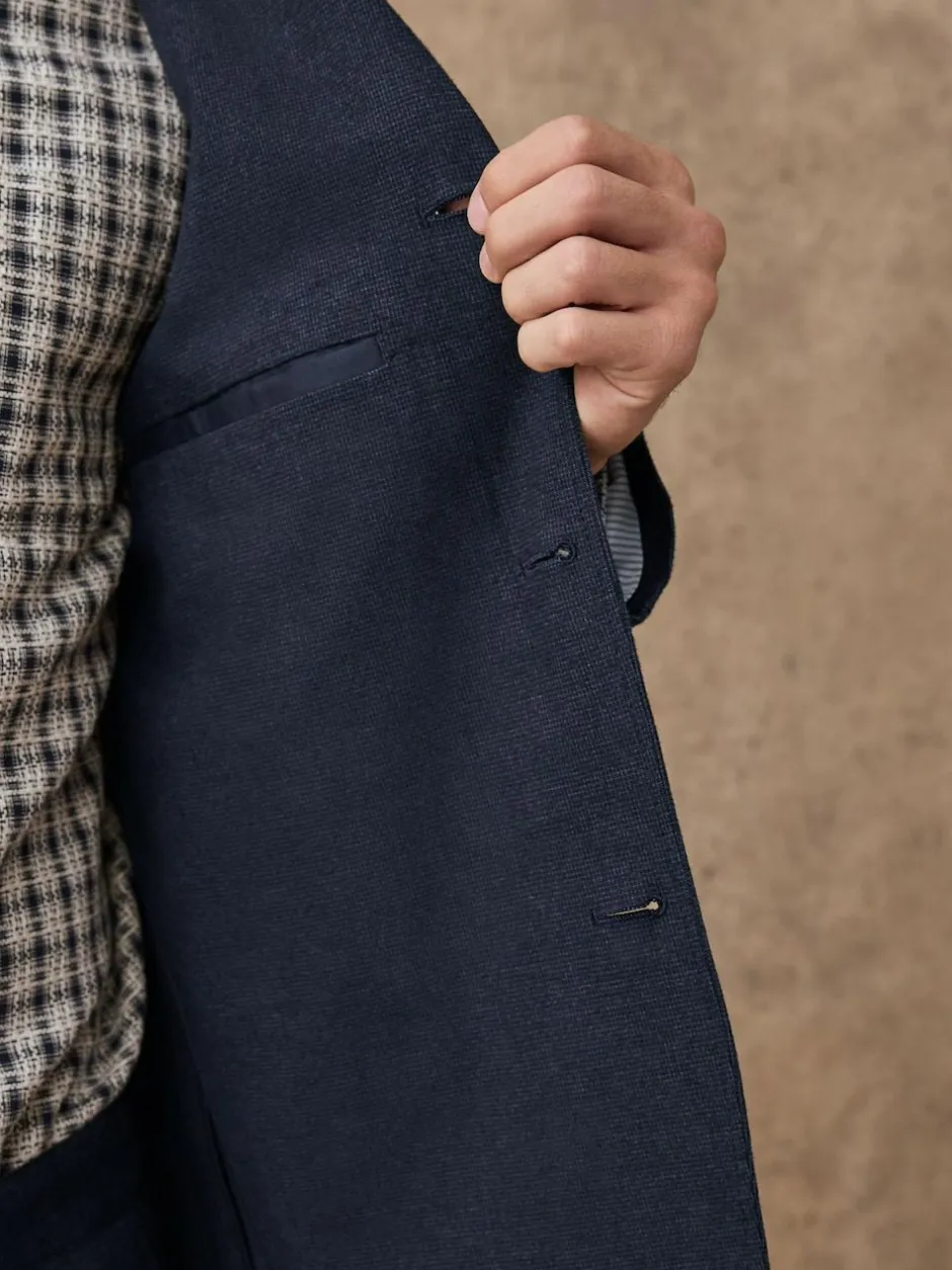 Next Navy Blue Slim Fit Cotton Blend Texture Suit Jacket Online