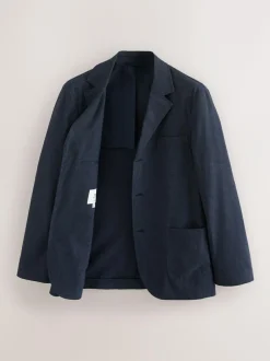 Next Navy Blue Slim Fit Cotton Blend Texture Suit Jacket Online