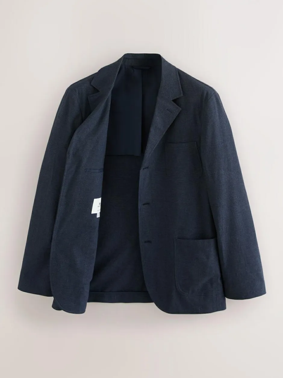 Next Navy Blue Slim Fit Cotton Blend Texture Suit Jacket Online