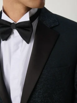 Next Navy Blue Slim Fit Jacquard Pattern Tuxedo Suit Jacket Hot
