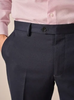 Next Navy Blue Slim Fit Textured Suit Trousers New