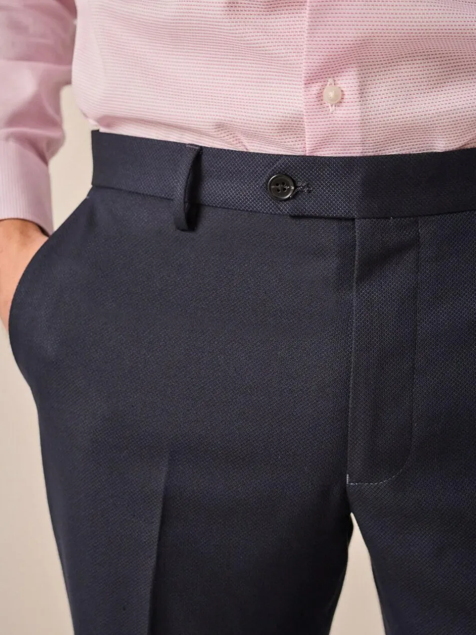 Next Navy Blue Slim Fit Textured Suit Trousers New