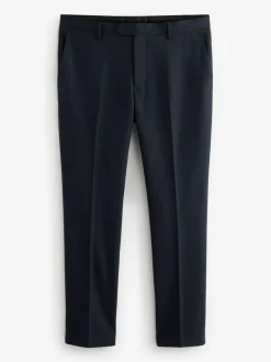 Next Navy Blue Slim Fit Textured Suit Trousers New