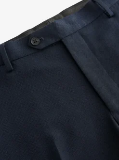 Next Navy Blue Slim Fit Textured Suit Trousers New