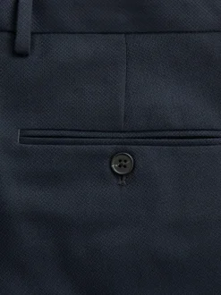 Next Navy Blue Slim Fit Textured Suit Trousers New