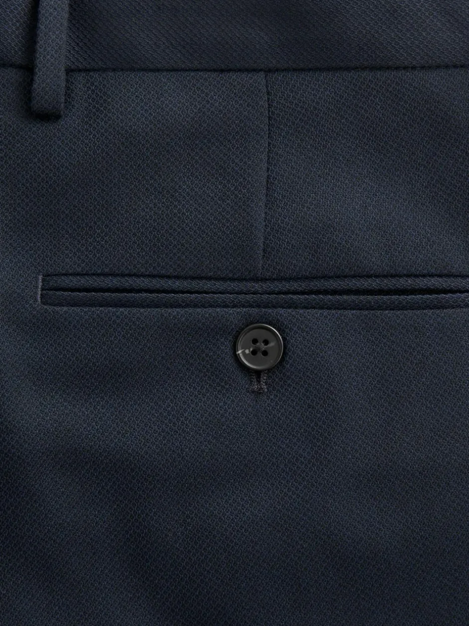 Next Navy Blue Slim Fit Textured Suit Trousers New