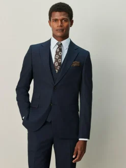 Next Slim Ft Check Suit Jacket Navy Blue Best