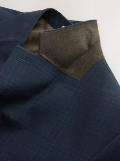 Next Slim Ft Check Suit Jacket Navy Blue Best