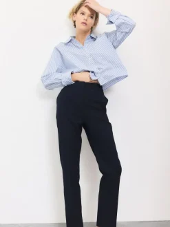 Next Slim Tailored Trousers With Wool Navy Blue Sale