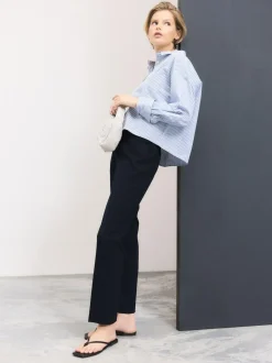Next Slim Tailored Trousers With Wool Navy Blue Sale