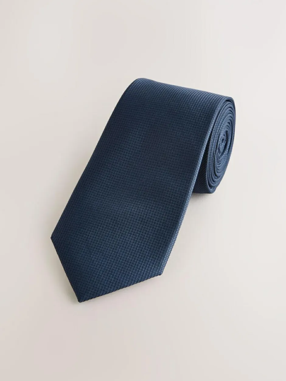 Next Navy Blue Slim Textured Tie Outlet