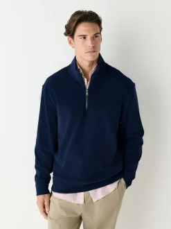Next Soft Touch Quarter Zip Neck Fleece Navy Blue Outlet