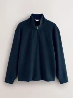 Next Soft Touch Quarter Zip Neck Fleece Navy Blue Outlet