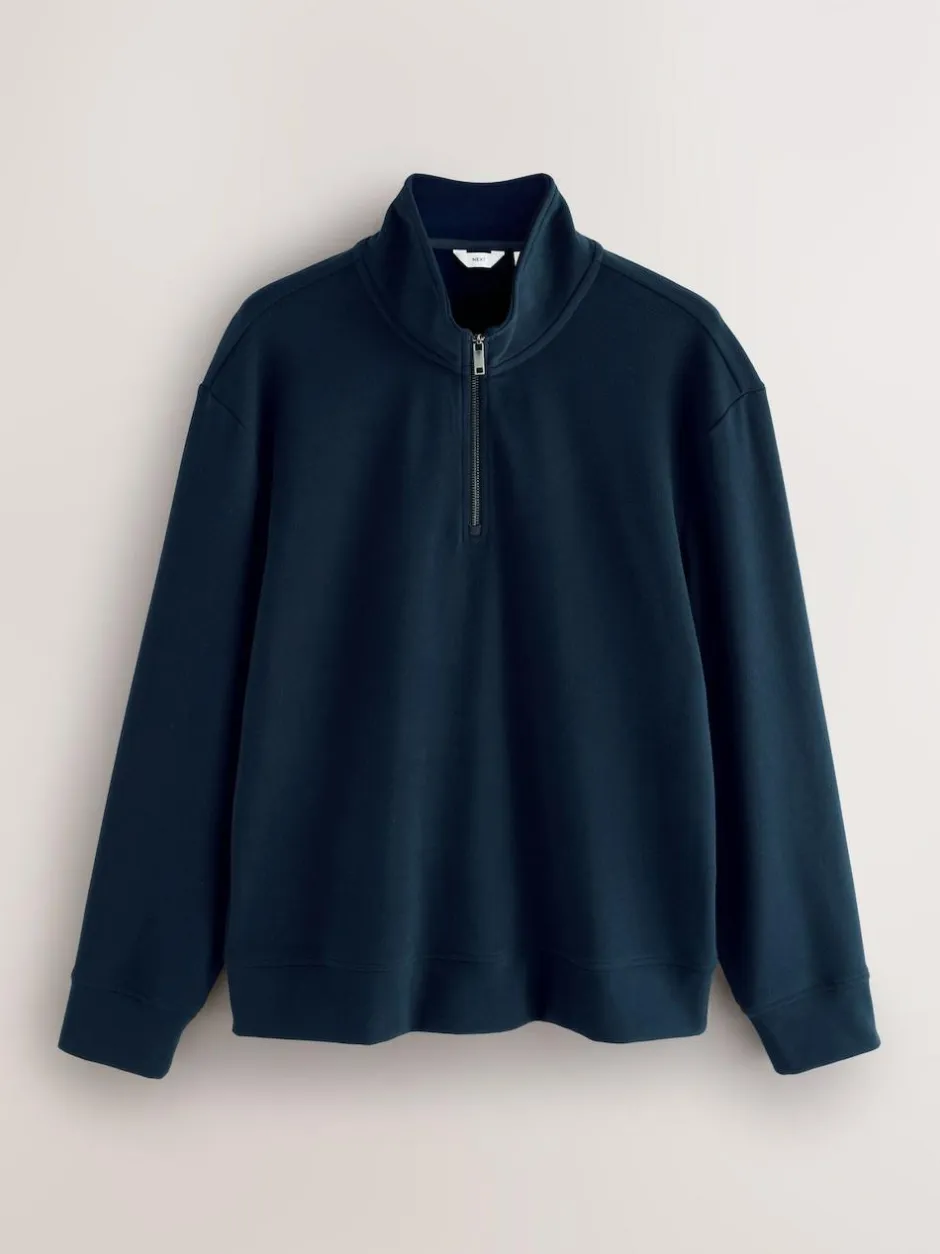 Next Soft Touch Quarter Zip Neck Fleece Navy Blue Outlet