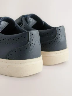 Next Standard Fit (F) Touch Fastening Brogue Shoes Navy Blue Hot