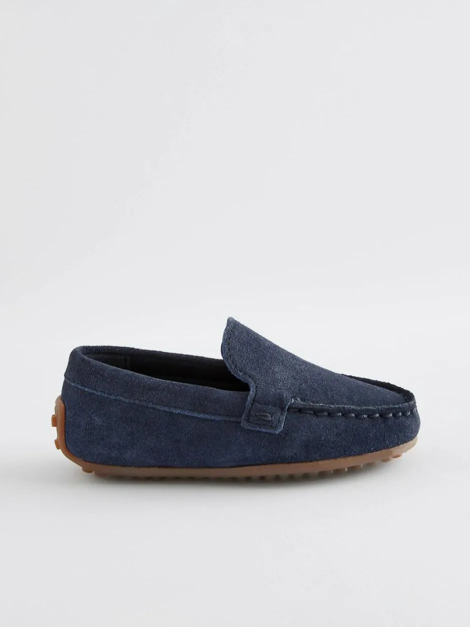 Next Standard Fit (F) Suede Slip-Ons Loafer Shoes Navy Blue Best