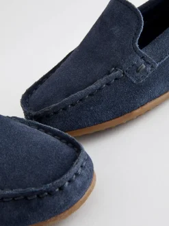 Next Standard Fit (F) Suede Slip-Ons Loafer Shoes Navy Blue Best