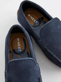 Next Standard Fit (F) Suede Slip-Ons Loafer Shoes Navy Blue Best