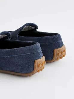 Next Standard Fit (F) Suede Slip-Ons Loafer Shoes Navy Blue Best