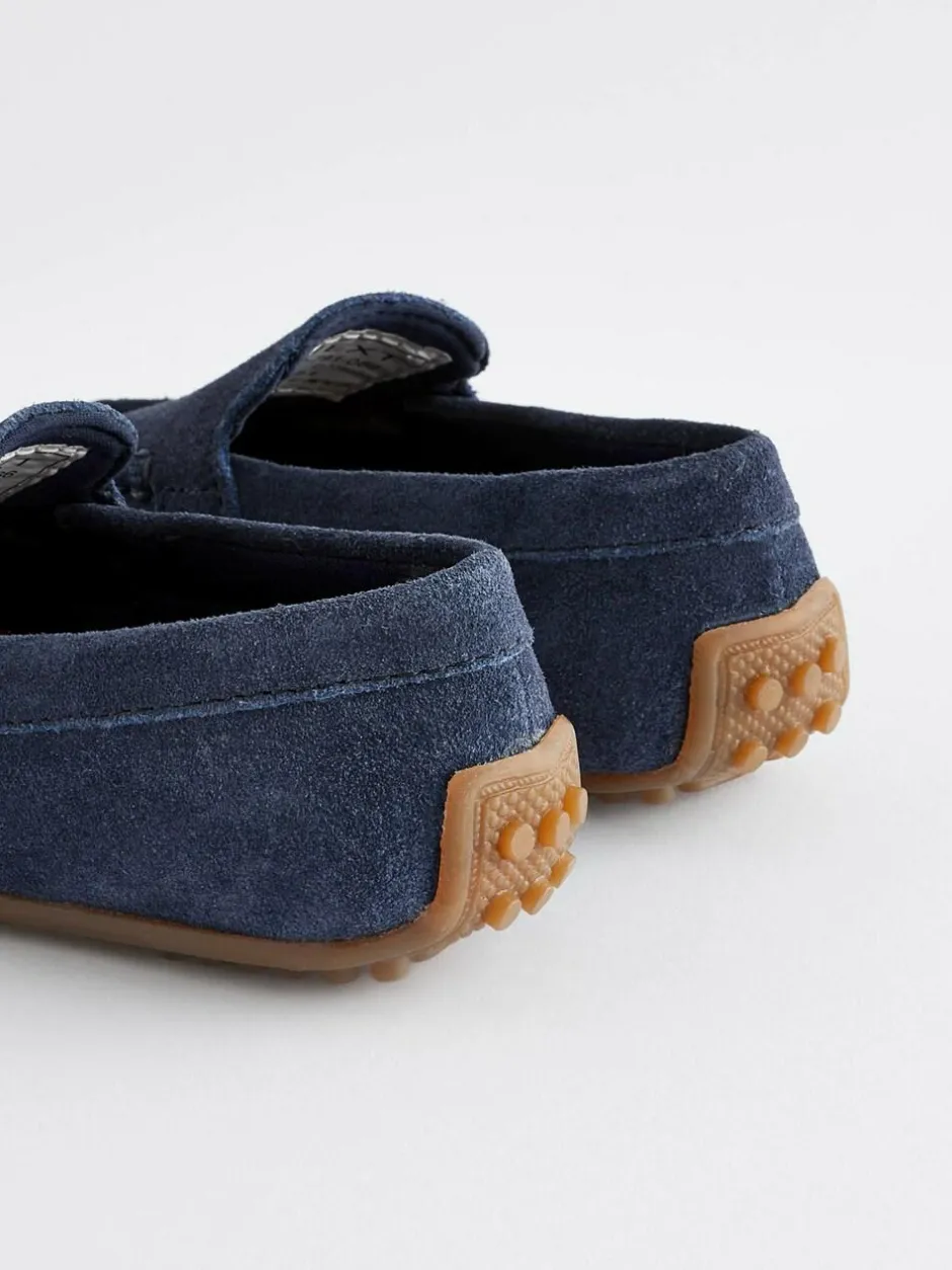Next Standard Fit (F) Suede Slip-Ons Loafer Shoes Navy Blue Best