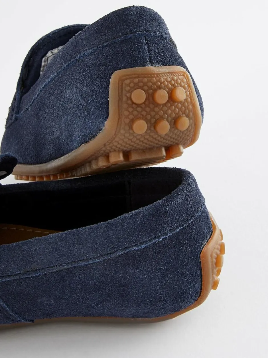 Next Standard Fit (F) Suede Slip-Ons Loafer Shoes Navy Blue Best