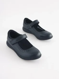 Next Standard Fit (F) School Leather Brogue Detail Mary Jane Shoes Navy Blue Best