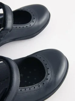 Next Standard Fit (F) School Leather Brogue Detail Mary Jane Shoes Navy Blue Best