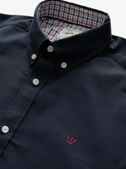Next Navy Blue Stretch Oxford Long Sleeve Shirt Hot