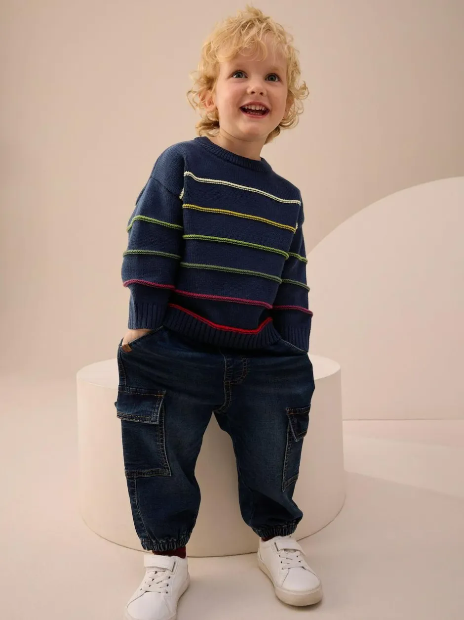 Next Navy Blue Stripe Knitted Jumper (3mths-7yrs) Best