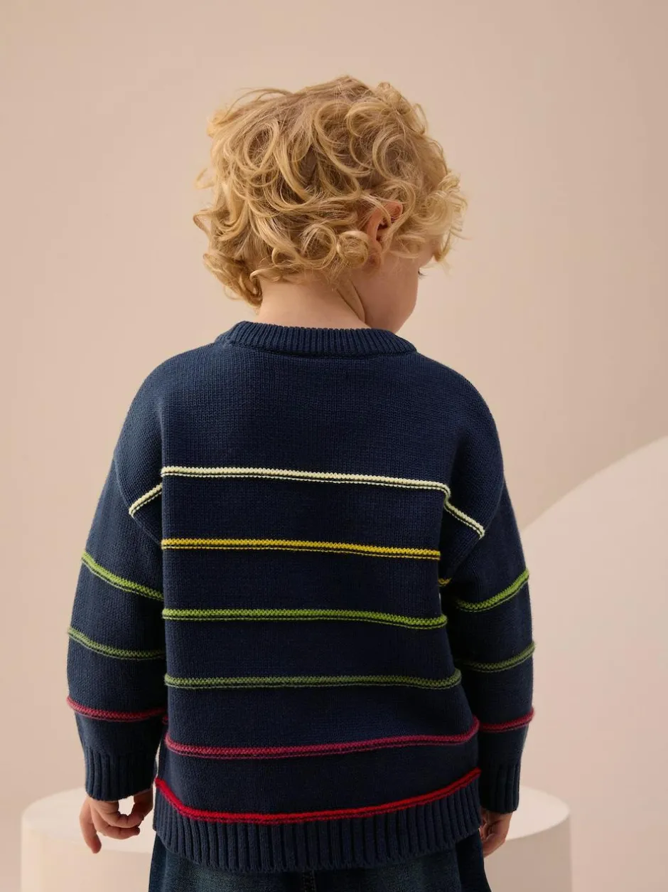 Next Navy Blue Stripe Knitted Jumper (3mths-7yrs) Best