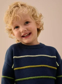 Next Navy Blue Stripe Knitted Jumper (3mths-7yrs) Best