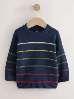 Next Navy Blue Stripe Knitted Jumper (3mths-7yrs) Best